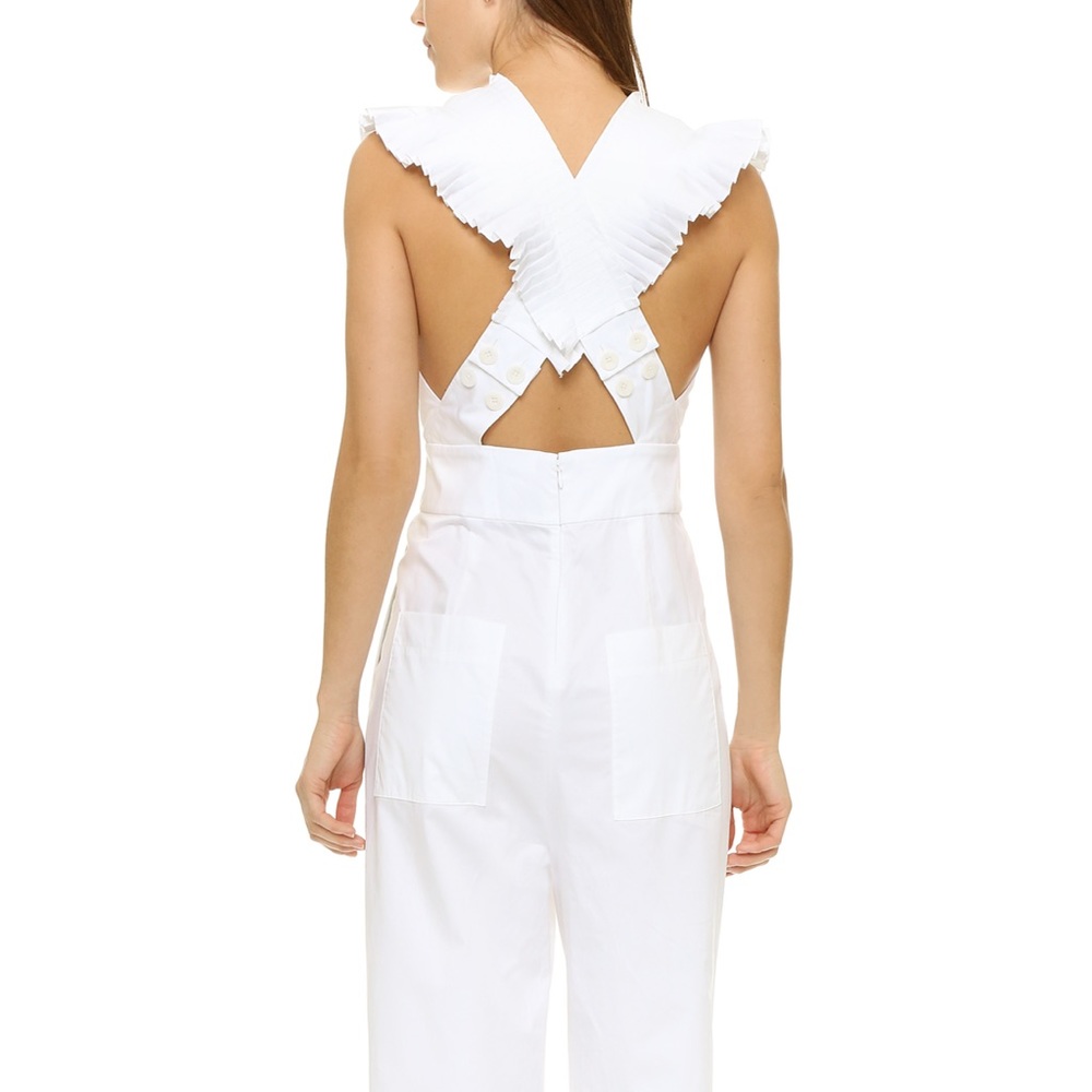 Tibi Flamenco Pleated Cotton Culottes Jumpsuit - Picture 3 of 12